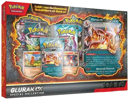 Pokémon Glurak-ex-Kollektion in roter Verpackung