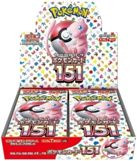Pokémon 151 Boosterdisplay mit Mew-Motiv